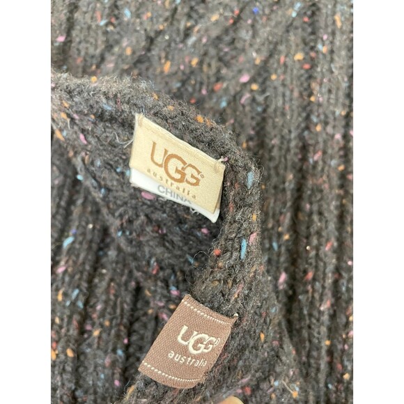 UGG Scarf Wool Blend Knit Black Multicolor Speckled Unisex 68" x 11" - Picture 5 of 6
